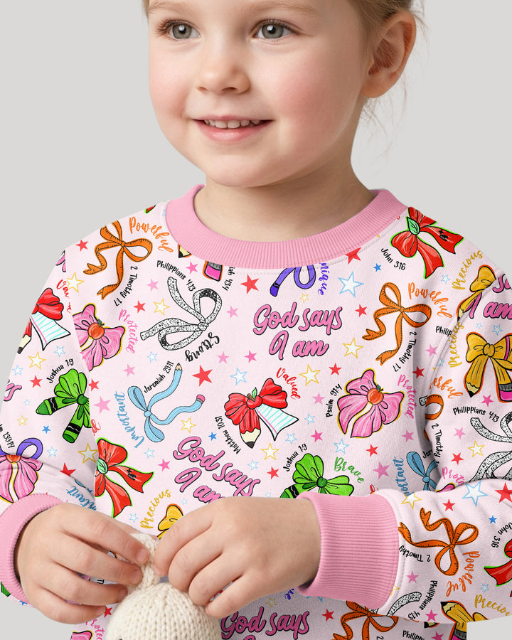 Pencil Bows God Says I Am Bamboo Crewneck Sweatshirt