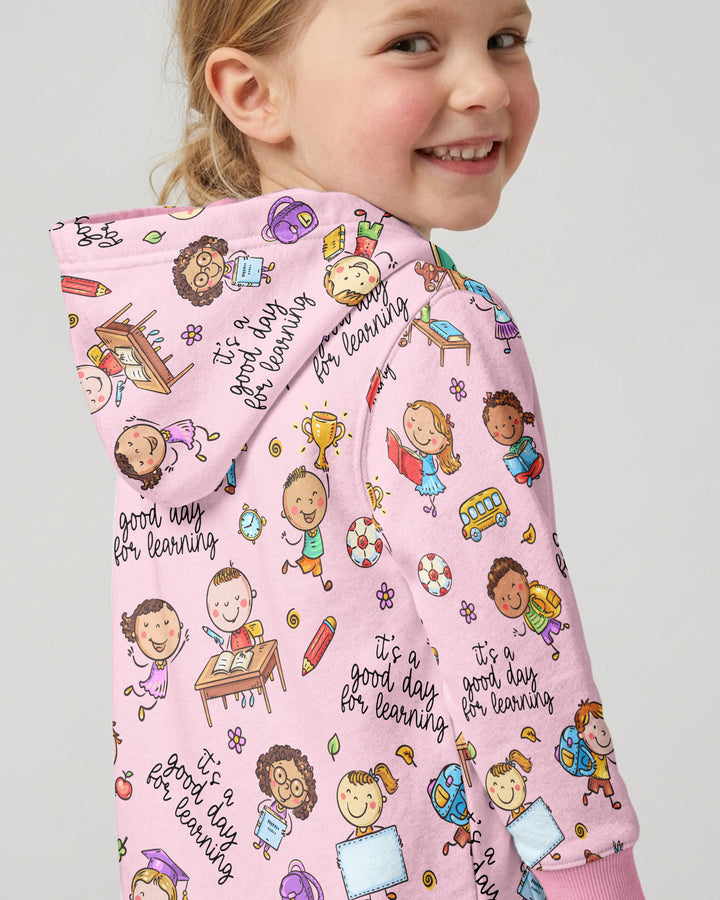 Kapuzenpullover aus Bambus mit hebräischem Alphabet und Reißverschluss