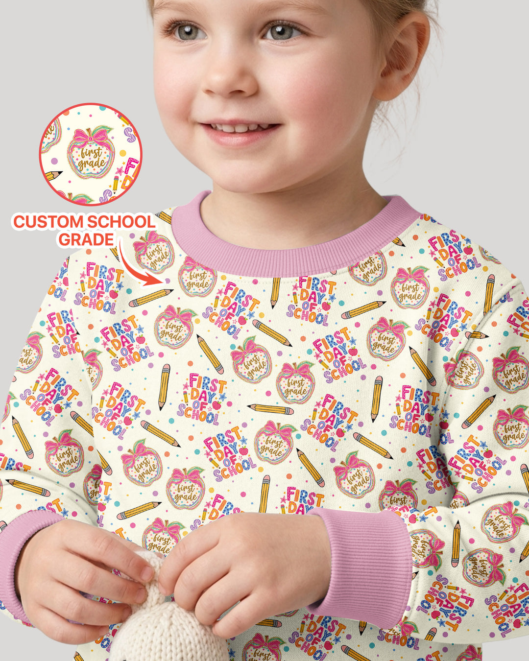 Custom School Grade First Day Cutie Bamboo Crewneck Sweatshirt