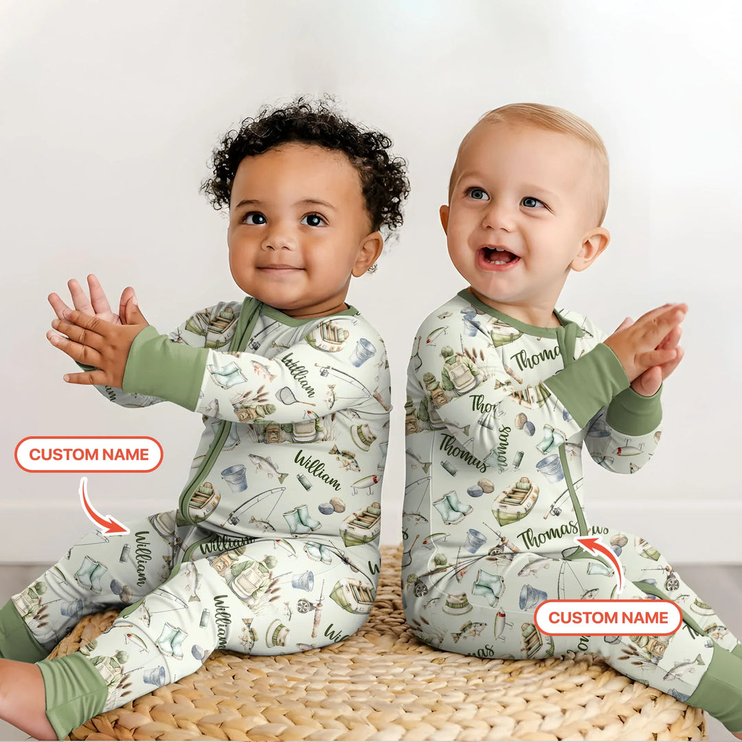 Custom Name Fishing Day Daddy & Me Matching Bamboo Convertible Zippy