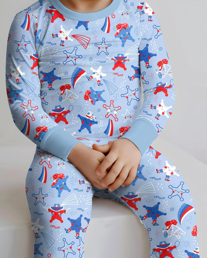 Howdy America Star Bamboo Two Piece Long Sleeve Pajama Set