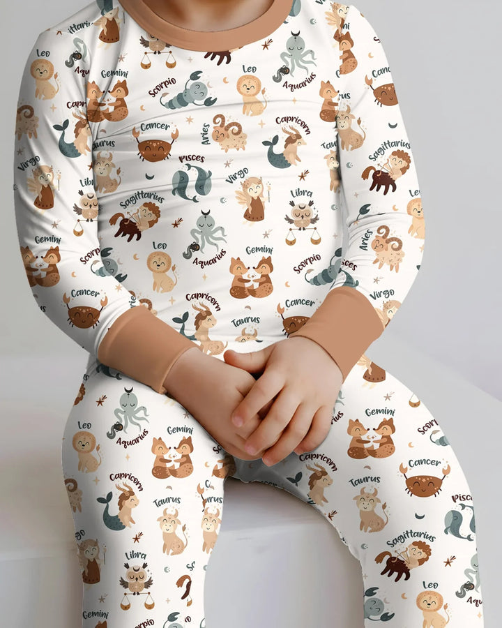 Cute Kids Horoscope Bamboo Two Piece Long Sleeve Pajama Set