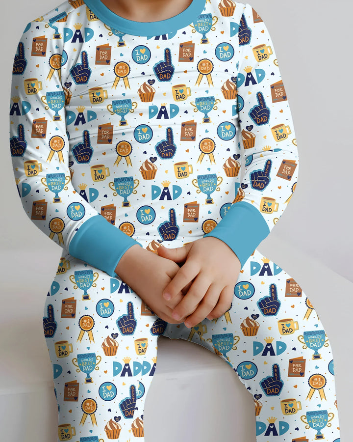 World's Best Dad Bamboo Two Piece Long Sleeve Pajama Set