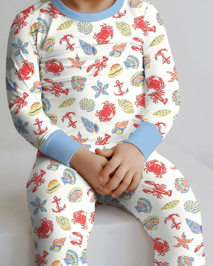 Zweiteiliges Langarm-Pyjama-Set mit Sommerfrüchten