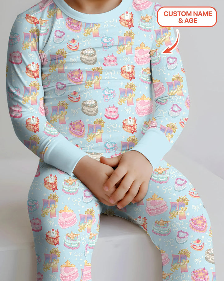 Custom Princess Baby Birthday Bamboo Two Piece Long Sleeve Pajama Set