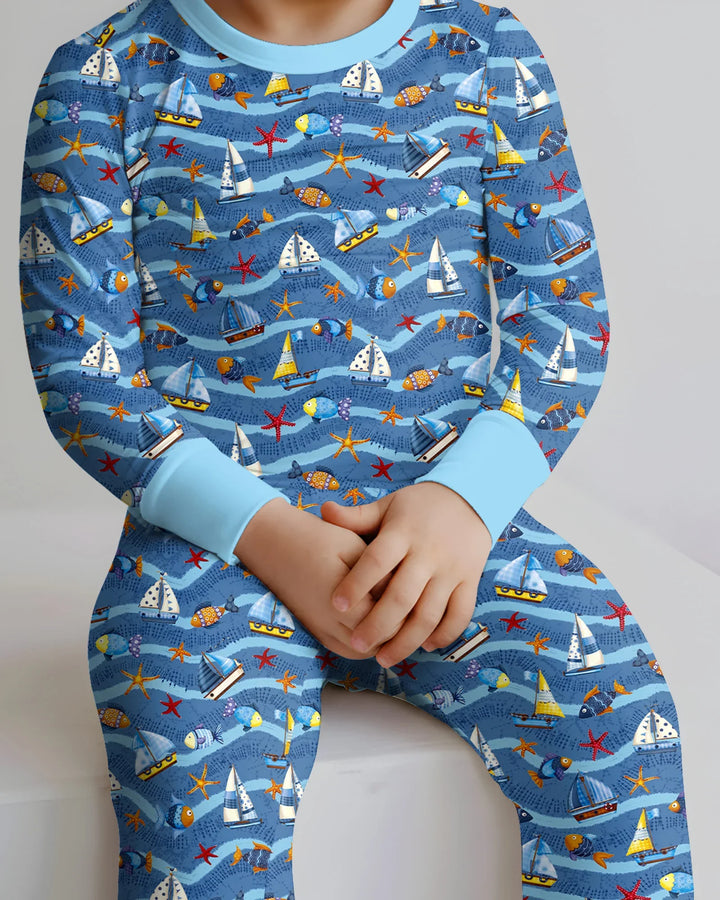 Zweiteiliges Langarm-Pyjama-Set mit Sommerfrüchten