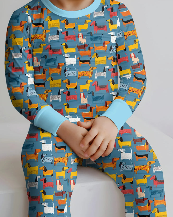 Whimsical Dachshund Bamboo Two Piece Long Sleeve Pajama Set