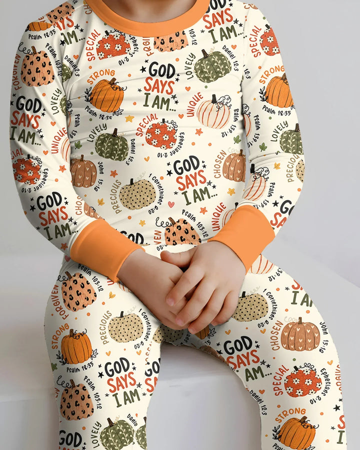 Fall God Says I Am Bamboo Two Piece Long Sleeve Pajama Set