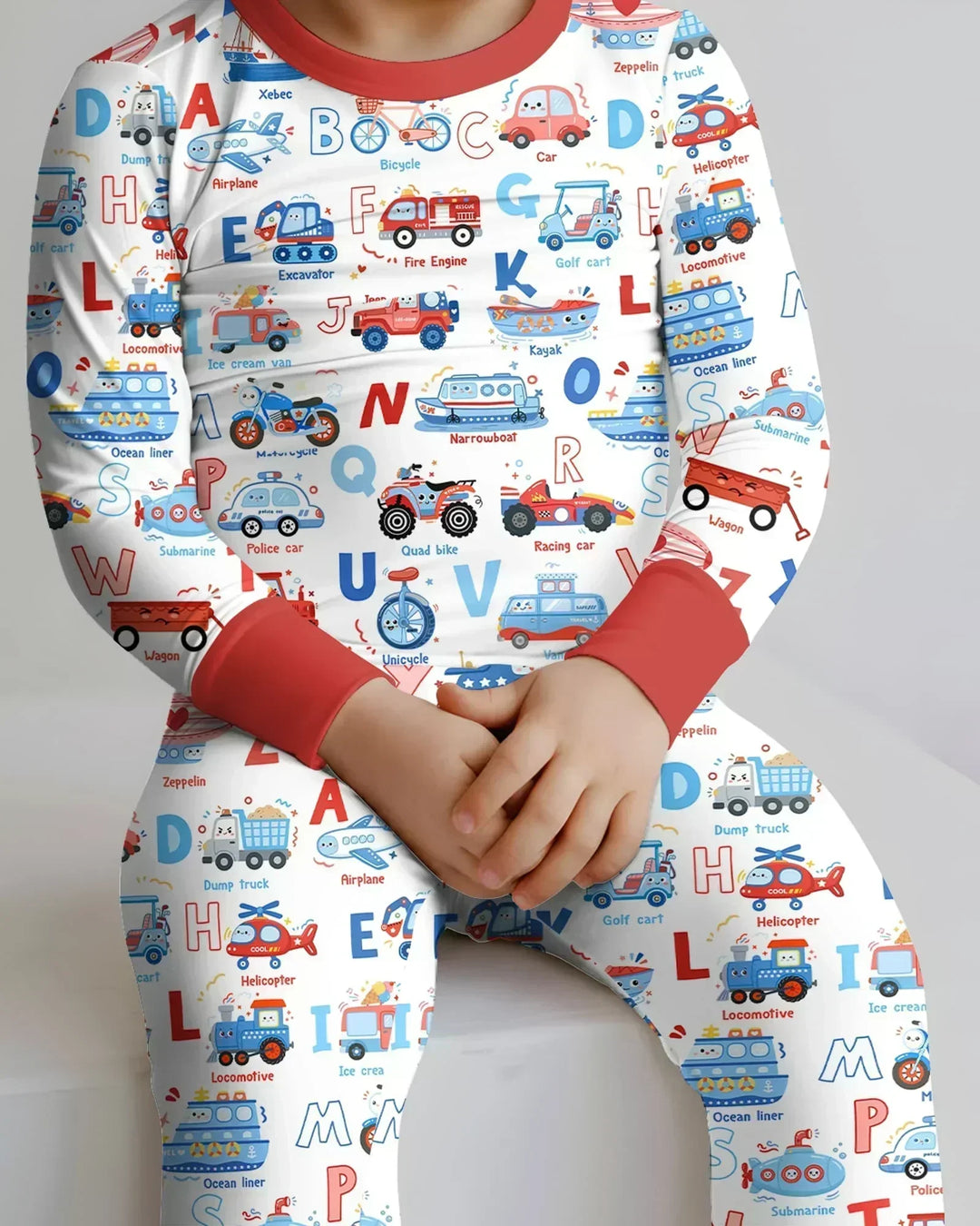 Patriotic Construction Bamboo Two Piece Long Sleeve Pajama Set