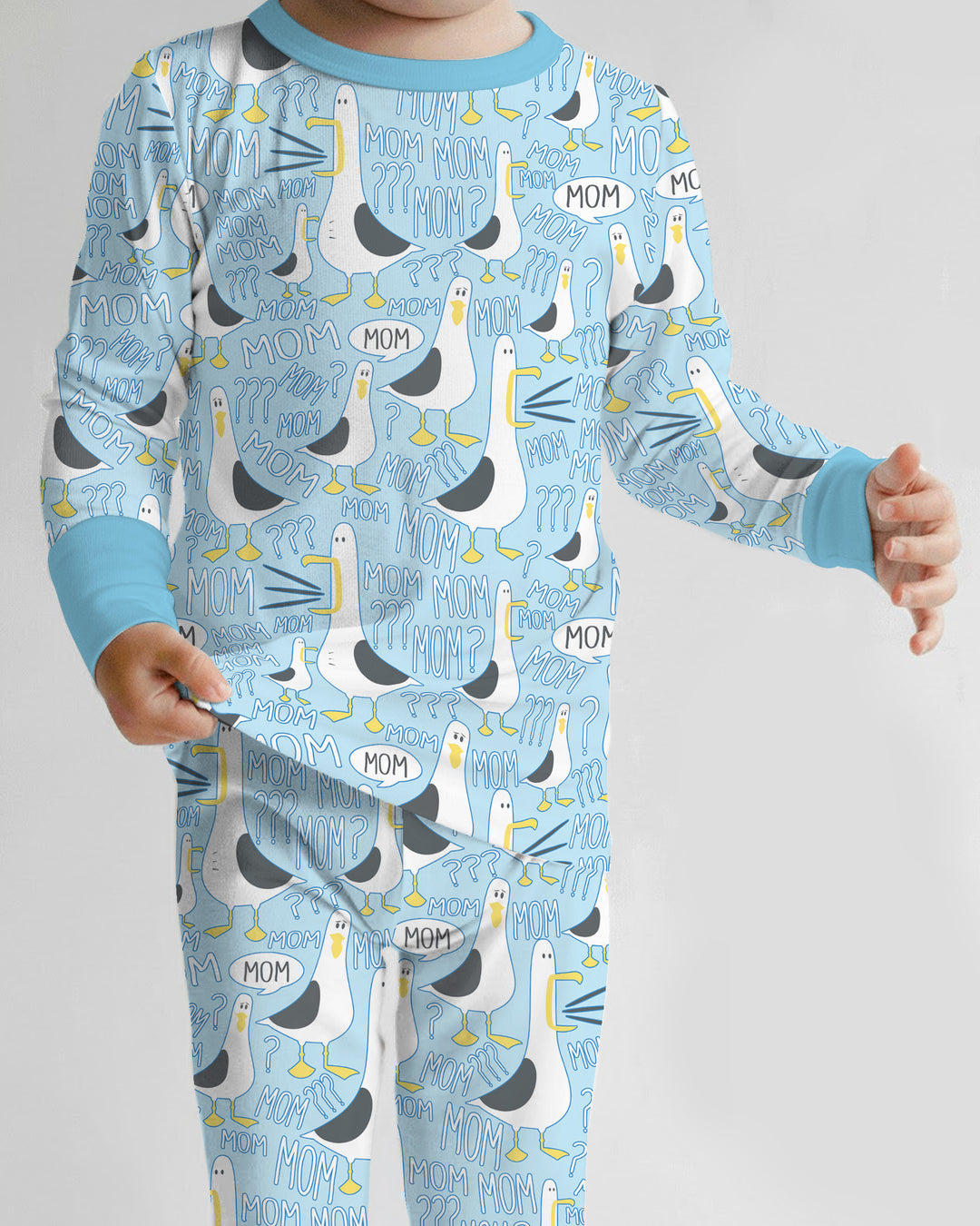 Funny Seagull MOM Two Piece Long Sleeve Pajama Set