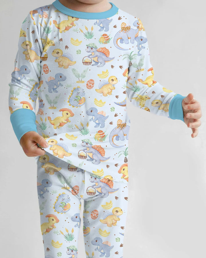 Dino Easter Two Piece Long Sleeve Pajama Set