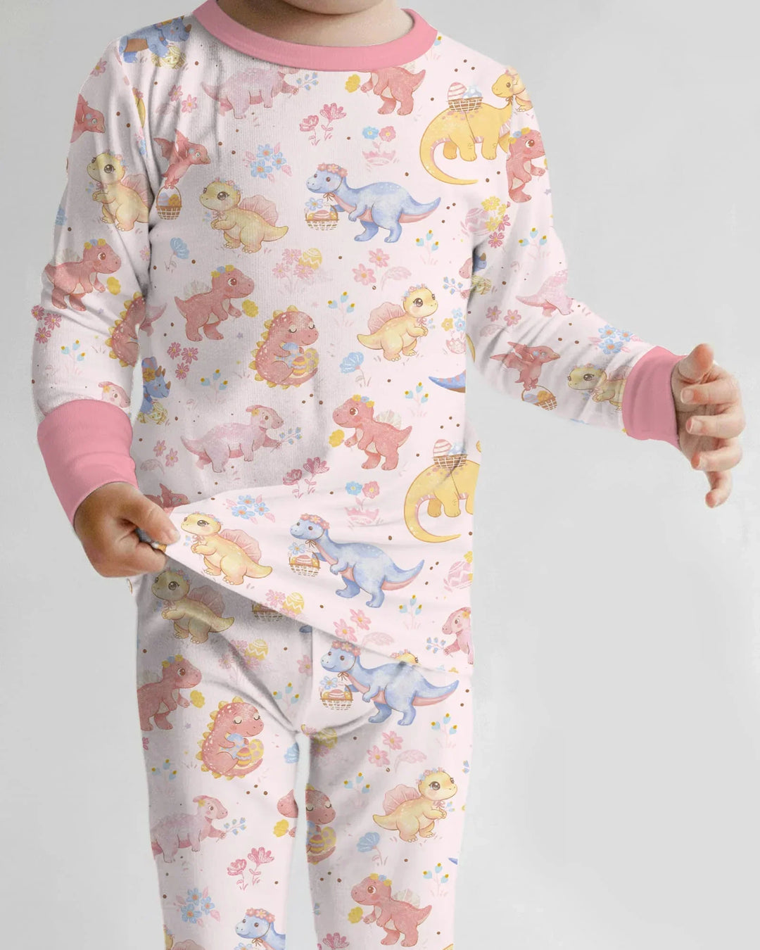Dino Easter Two Piece Long Sleeve Pajama Set