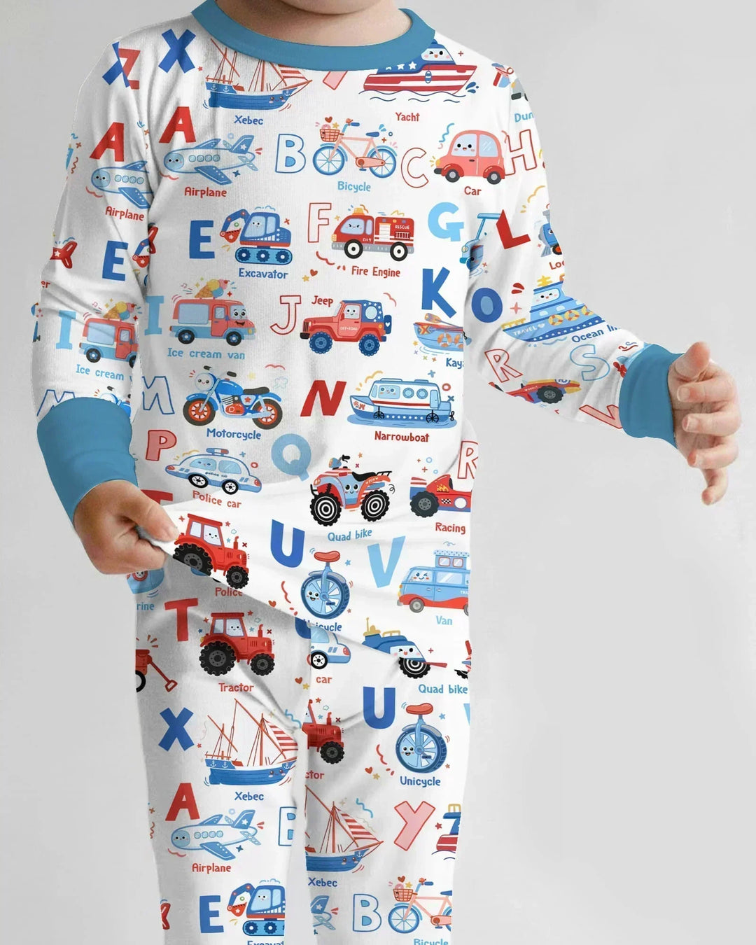 Patriotic Construction Bamboo Two Piece Long Sleeve Pajama Set