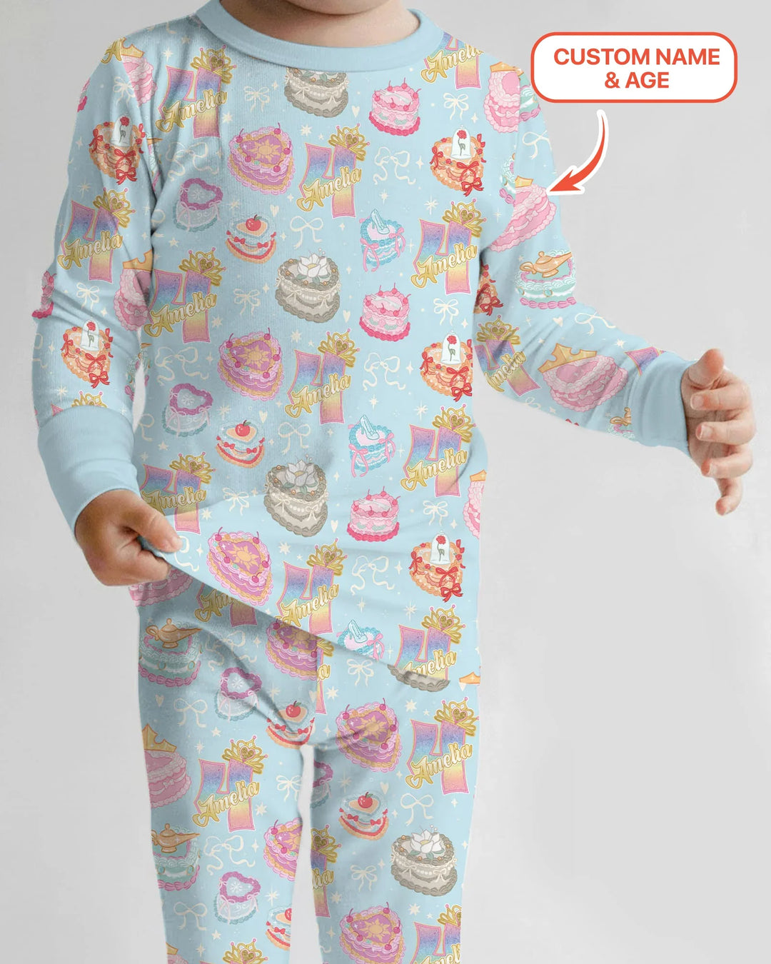 Custom Princess Baby Birthday Bamboo Two Piece Long Sleeve Pajama Set