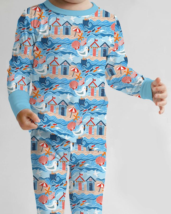 Little Beach Day Bamboo Two Piece Long Sleeve Pajama Set