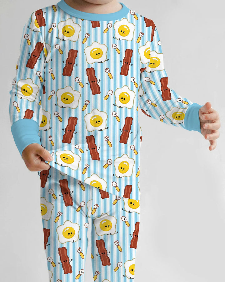 Conjunto de pijama de dos piezas de bambú de manga larga Breakfast Club