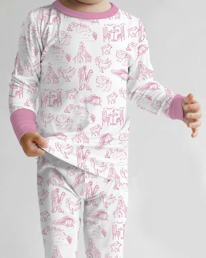 Zweiteiliges Langarm-Pyjama-Set mit Sommerfrüchten