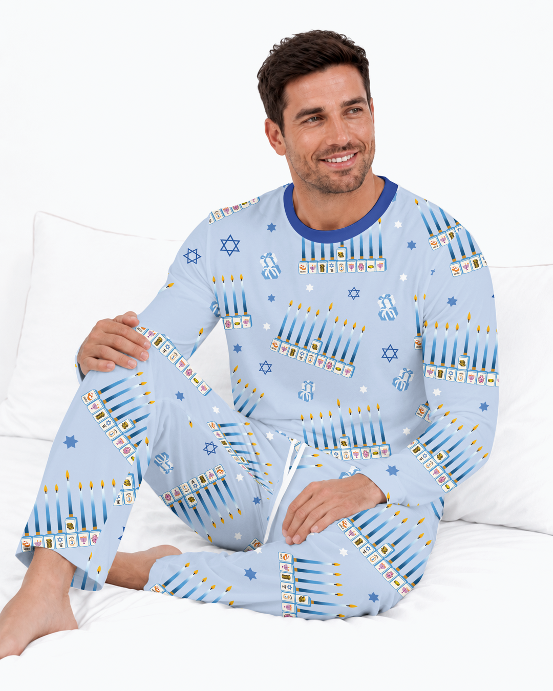 Jewish Mahjong Family Matching Bamboo Men's Pajama Set
