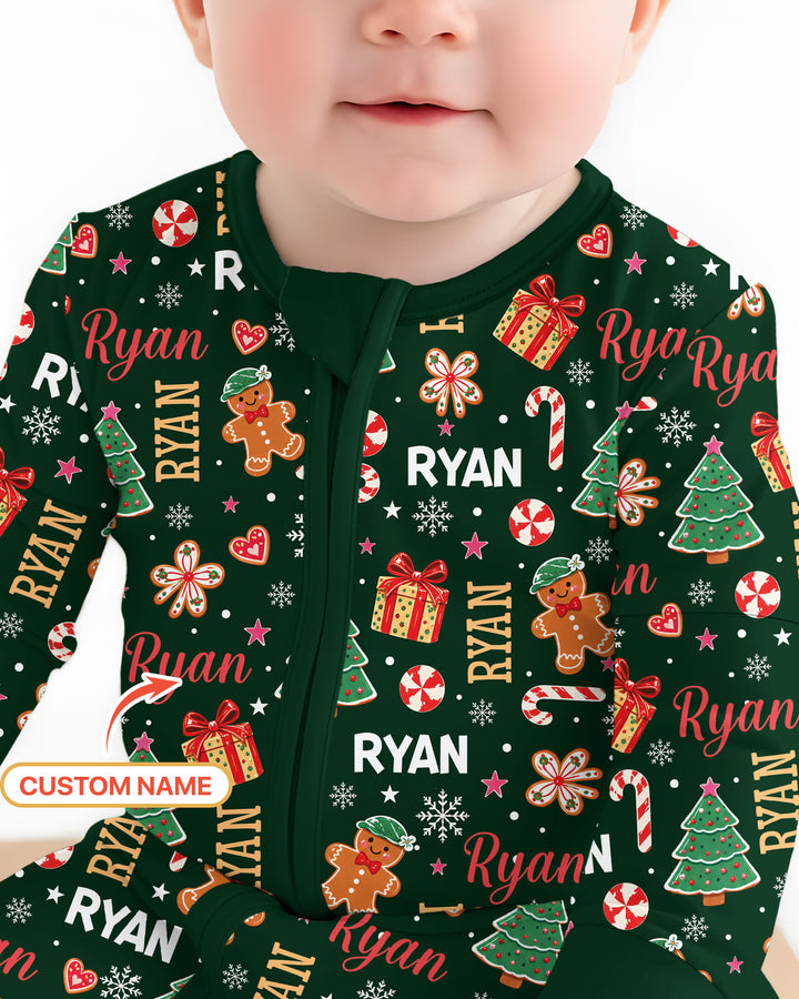 Custom Name Christmas Crew Family Matching Bamboo Convertible Zippy