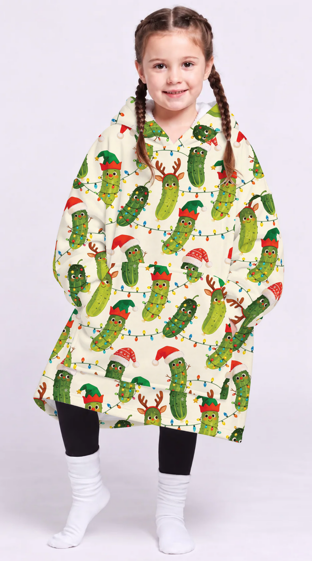 Cheerful Christmas Pickle Blanket Hoodie