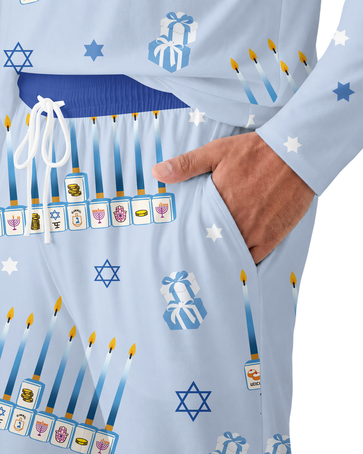 Jewish Mahjong Family Matching Bamboo Men's Pajama Set