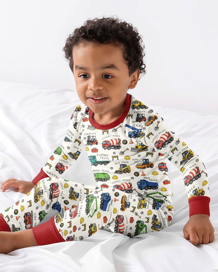 Construction Truck Bamboo Two Piece Long Sleeve Pajama Set