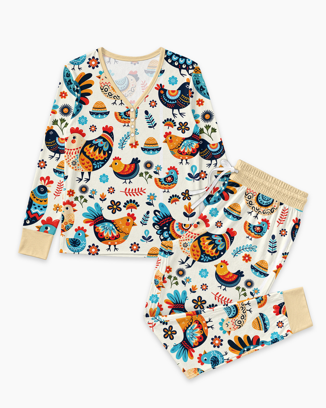Pioneer Chickens And Roosters Bamboo Women Pajama Set
