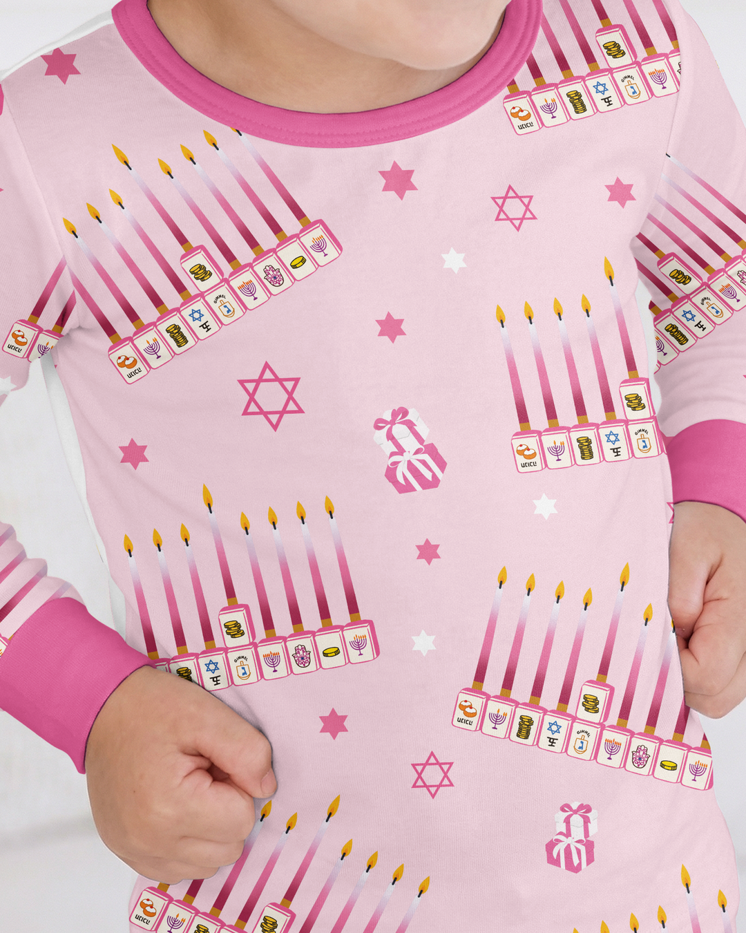 Jewish Mahjong Family Matching Bamboo Two Piece Long Sleeve Pajama Set