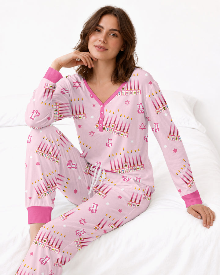 Jewish Mahjong Family Matching  Bamboo Women Pajama Set