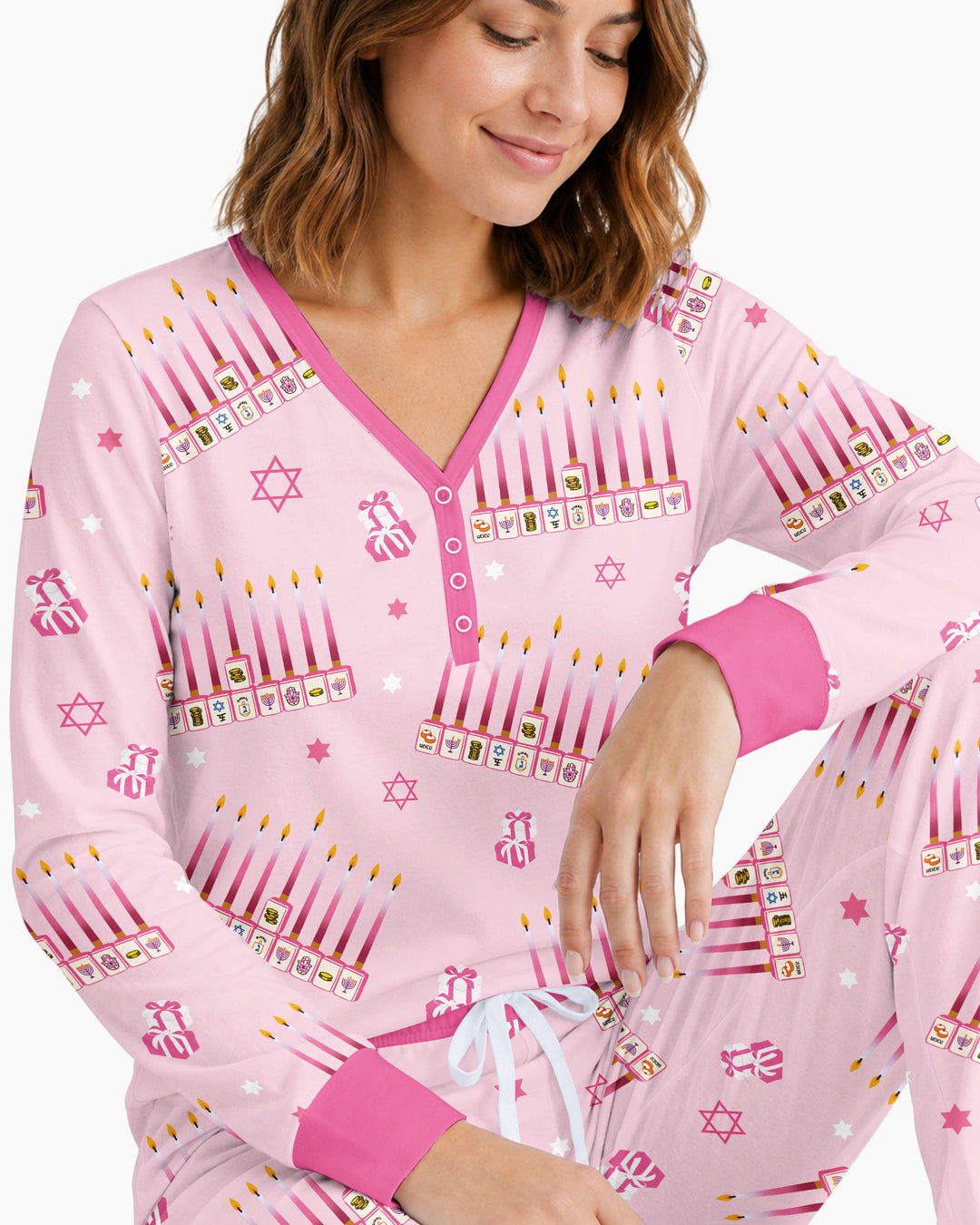Jewish Mahjong Family Matching  Bamboo Women Pajama Set