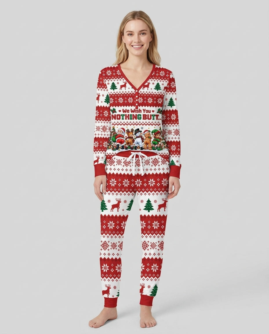 We Wish You Nothing Butt A Merry Christmas Bamboo Women Pajama Set