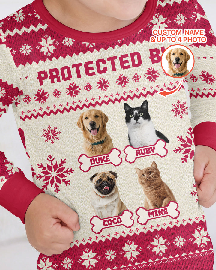 Custom Photo Protected By Pet Bamboo Two Piece Long Sleeve Pajama Set