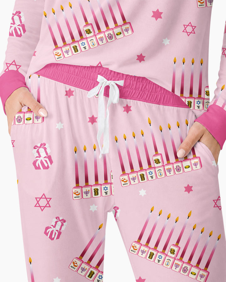 Jewish Mahjong Family Matching  Bamboo Women Pajama Set