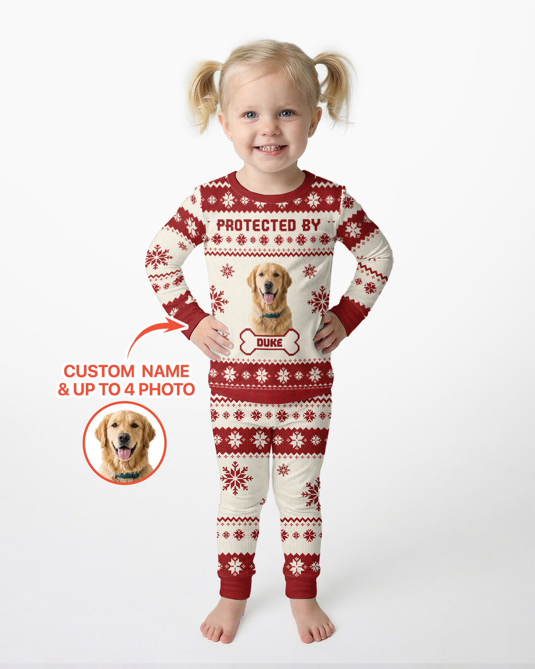 Custom Photo Protected By Pet Bamboo Two Piece Long Sleeve Pajama Set