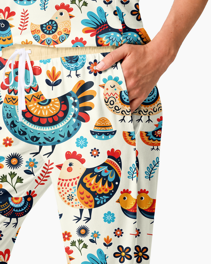 Pioneer Chickens And Roosters Bamboo Women Pajama Set