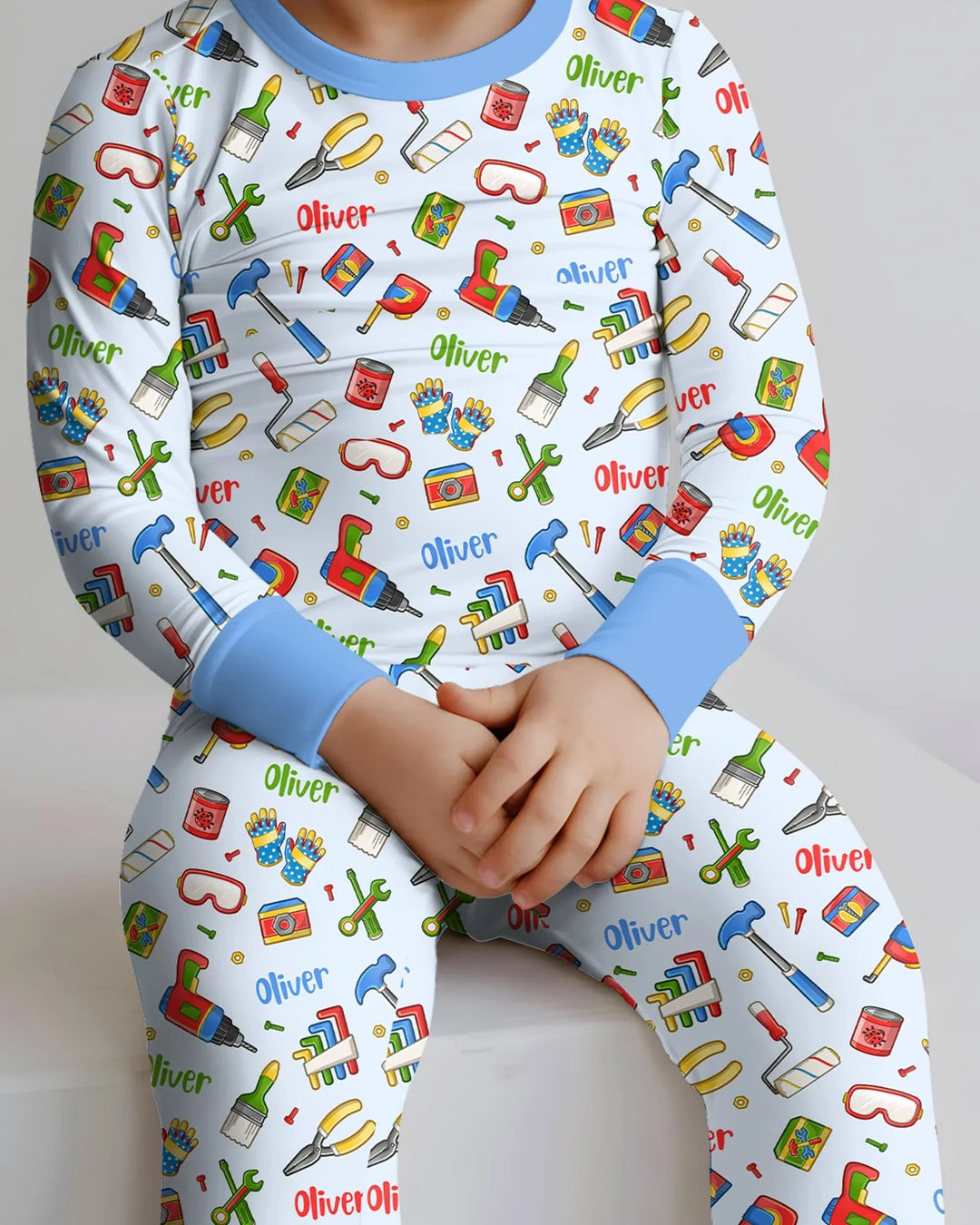 Custom Name Dad & Me Fixer Crew Bamboo Two Piece Long Sleeve Pajama Set
