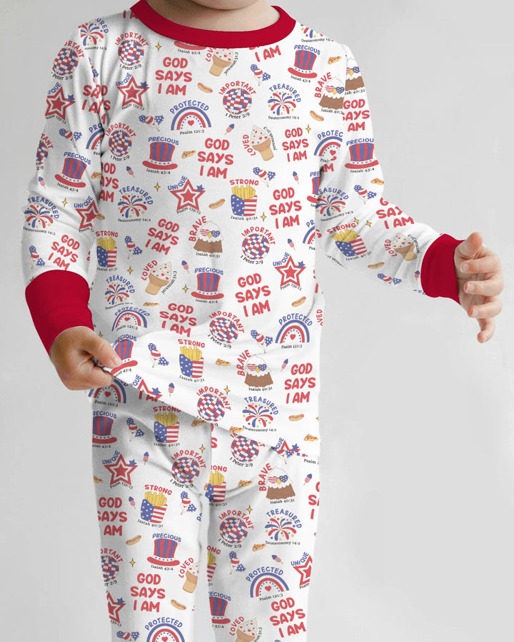 God Says I Am - America 250th Anniversary Bamboo Two Piece Long Sleeve Pajama Set