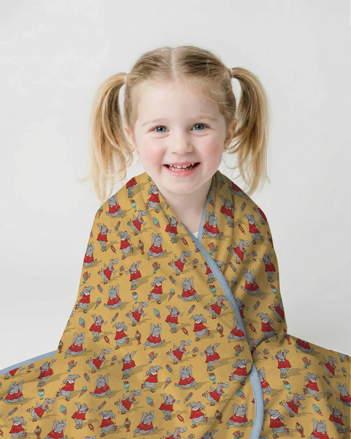Dancing Hippo Treats Bamboo Blanket