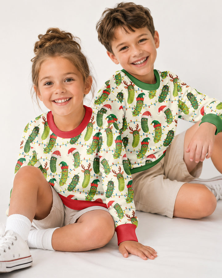Cheerful Christmas Pickle Bamboo Crewneck Sweatshirt
