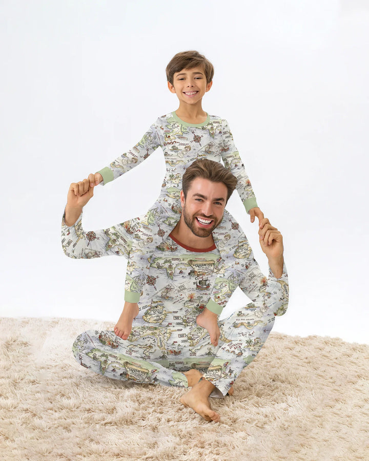 Pirate Treasure Map Daddy & Baby Matching Men's Pajama Set