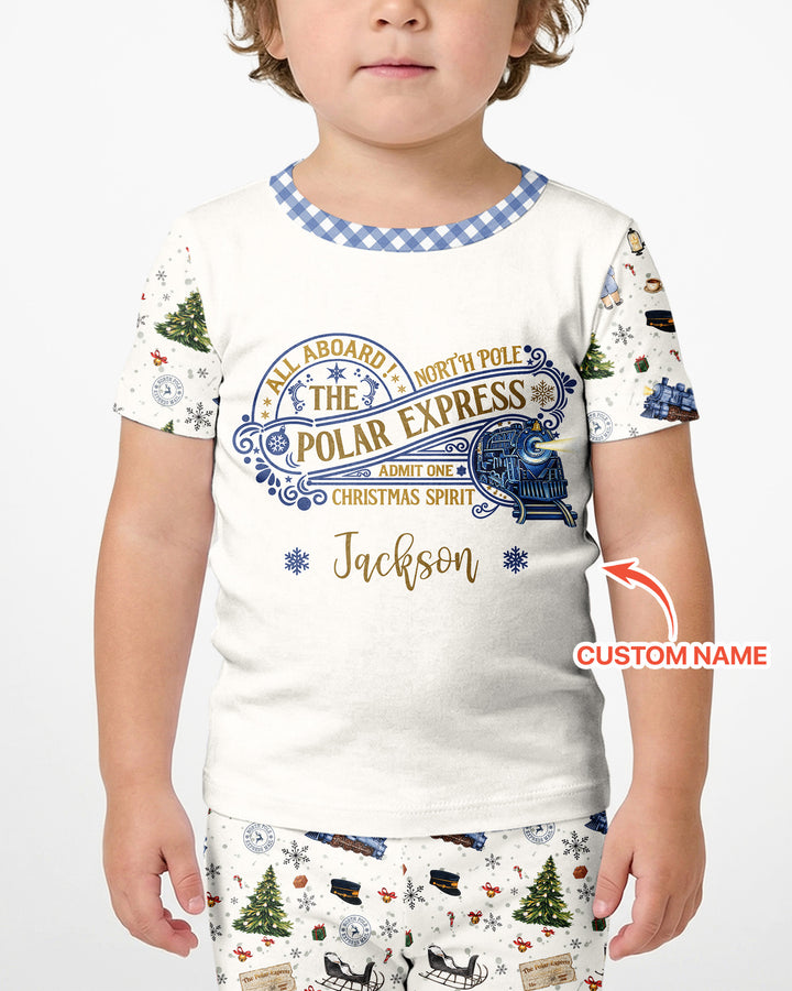 Custom Name North Pole Adventure Bamboo Two Piece Short Sleeve Shorts Pajama Set