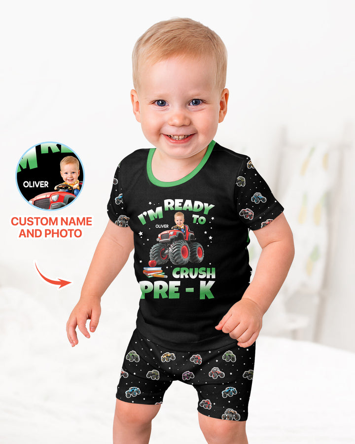 Monster Truck Bamboo Two Piece Short Sleeve Shorts Pajama Set