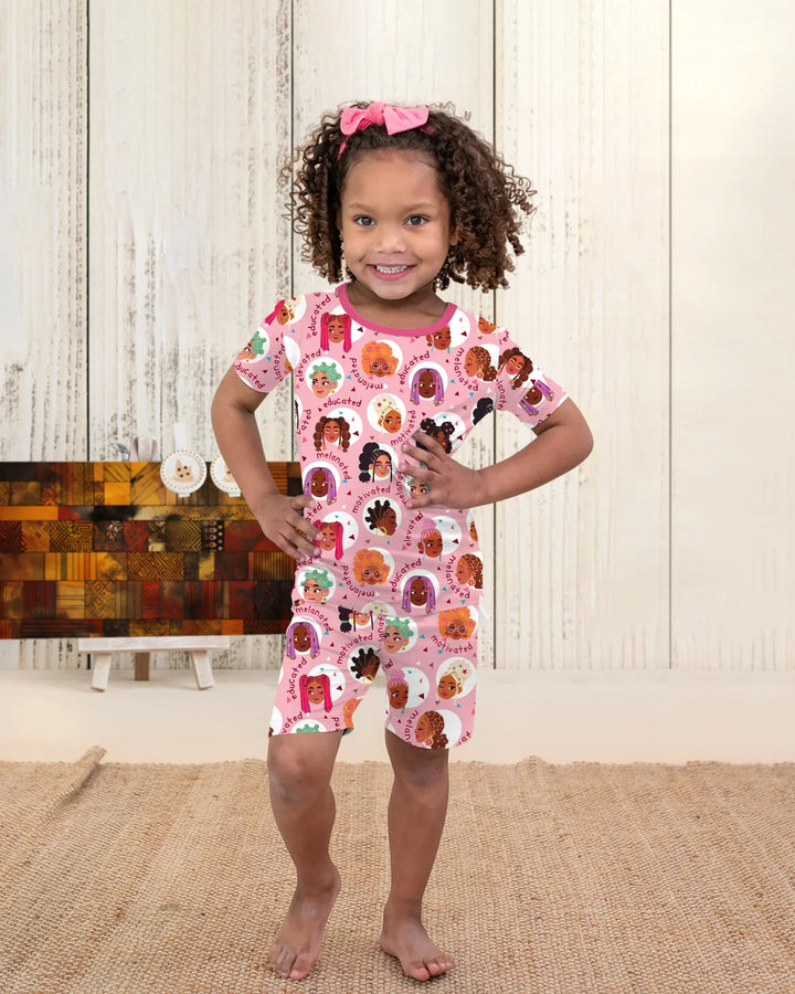 Little Queens Two Piece Short Sleeve Shorts Pajama Set