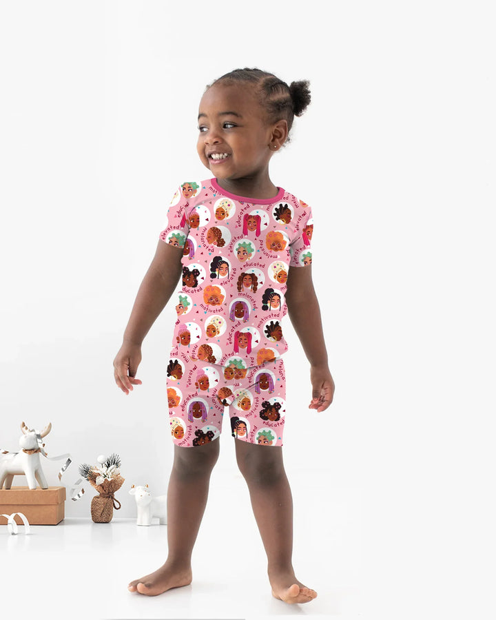 Little Queens Two Piece Short Sleeve Shorts Pajama Set