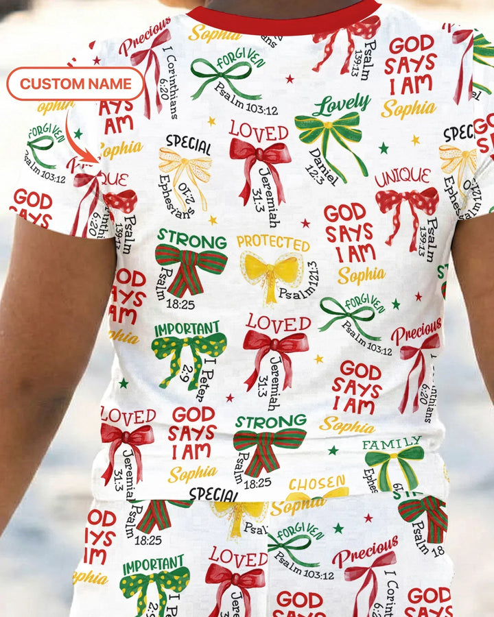 Juneteenth God Says I AM Bamboo Two Piece Short Sleeve Pajama Set