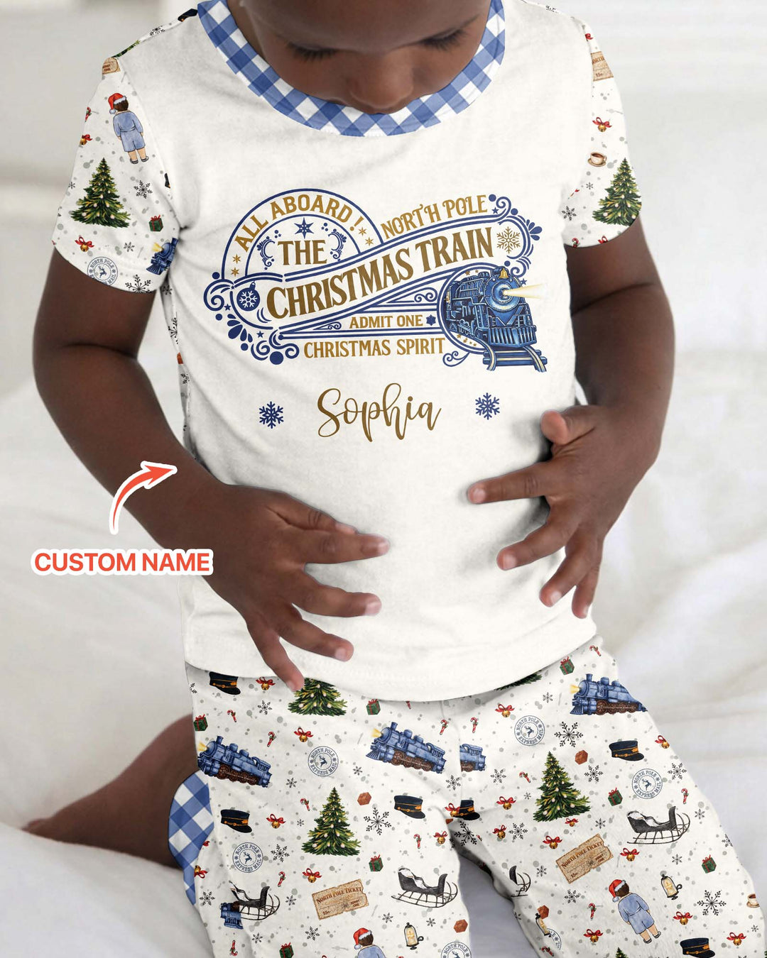 Custom Name North Pole Adventure Bamboo Two Piece Short Sleeve Pajama Set