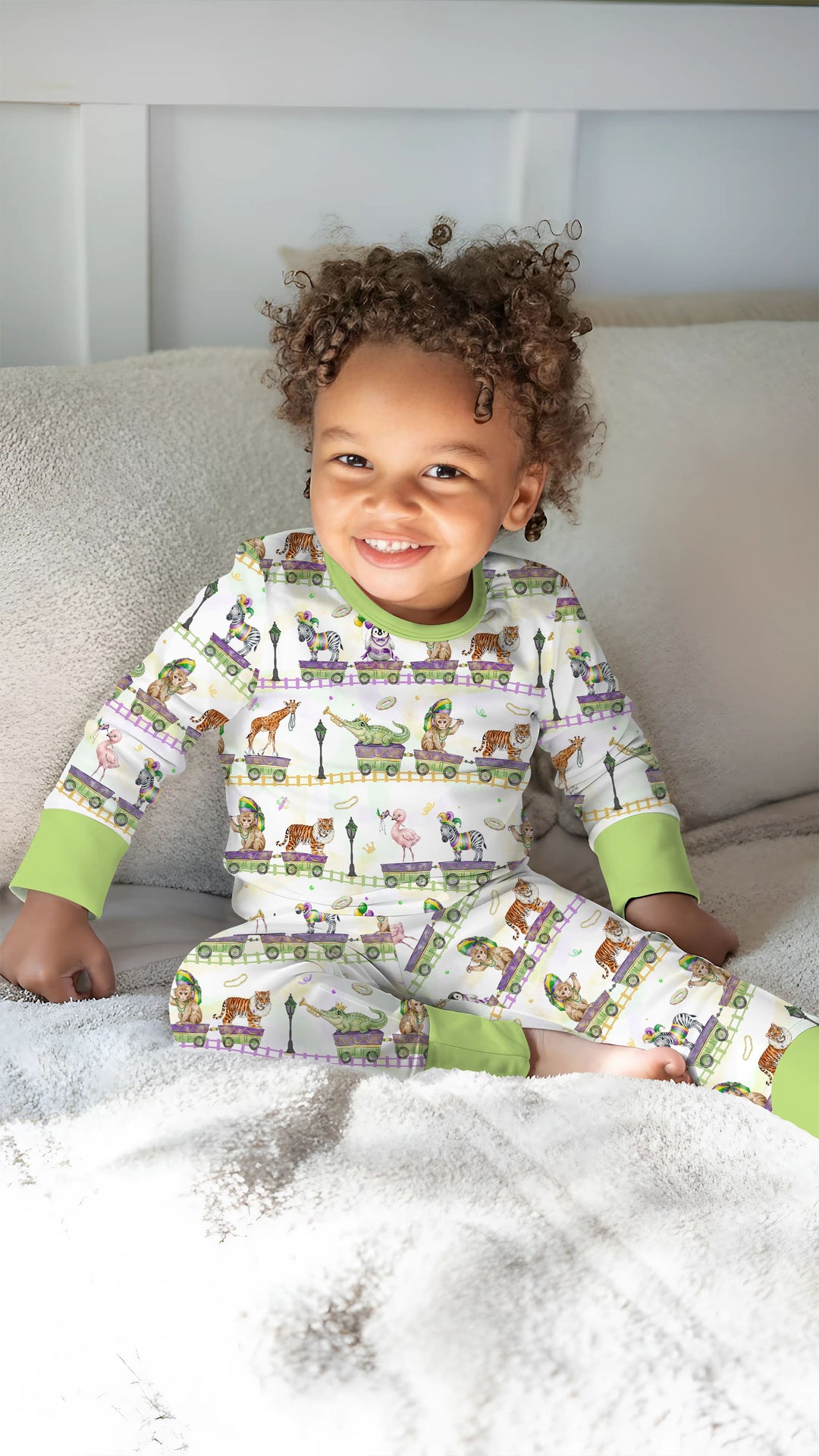 Mardi Gras Jungle Krewe Two Piece Long Sleeve Pajama Set