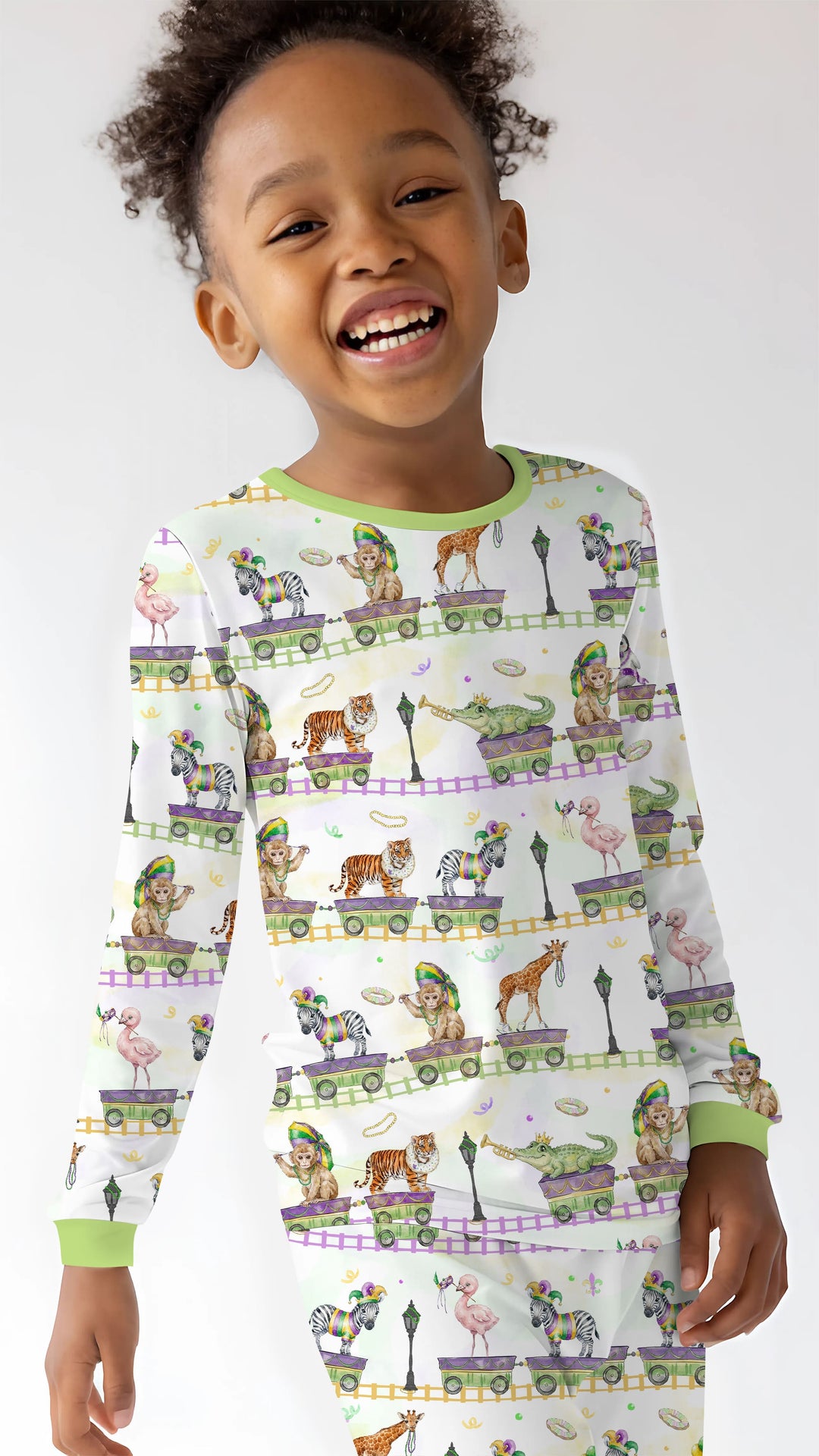 Mardi Gras Jungle Krewe Two Piece Long Sleeve Pajama Set