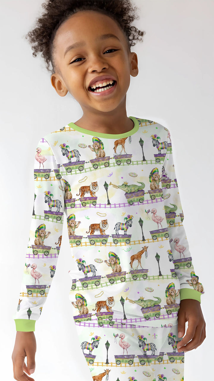 Mardi Gras Jungle Krewe Two Piece Long Sleeve Pajama Set