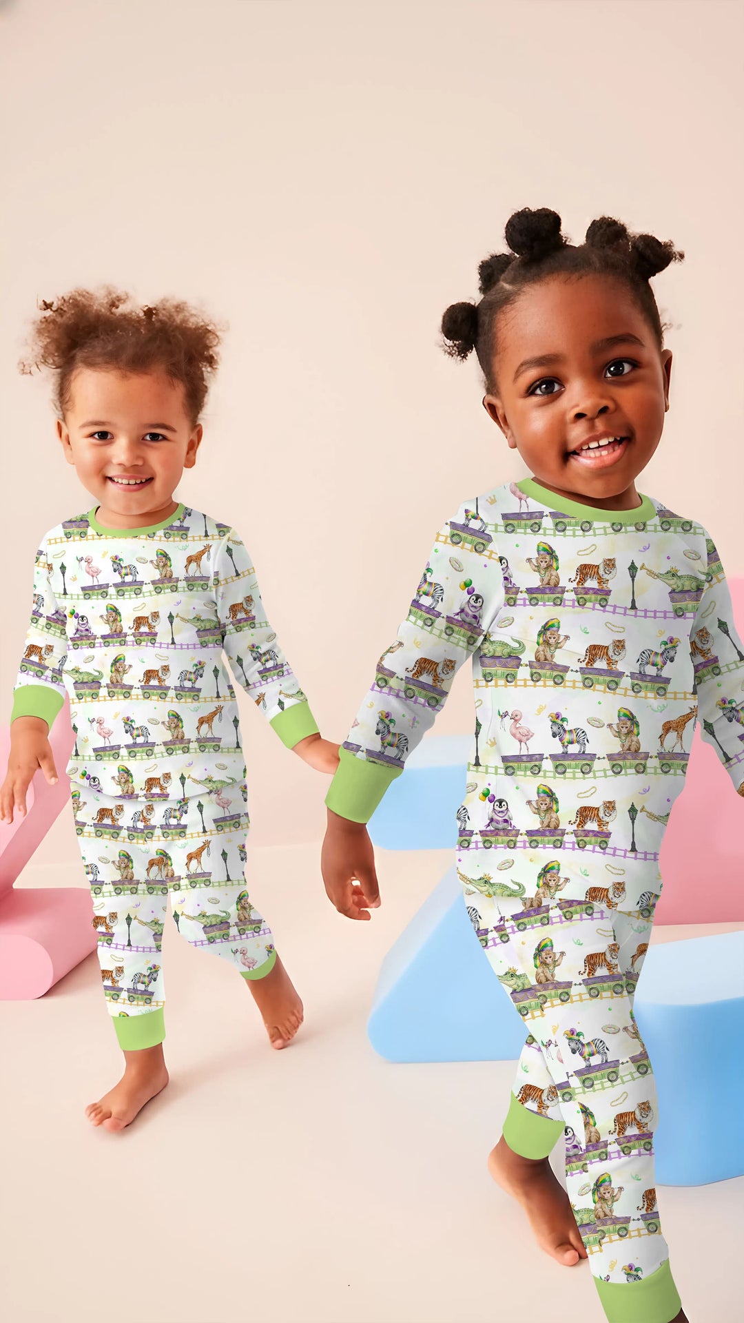 Mardi Gras Jungle Krewe Two Piece Long Sleeve Pajama Set